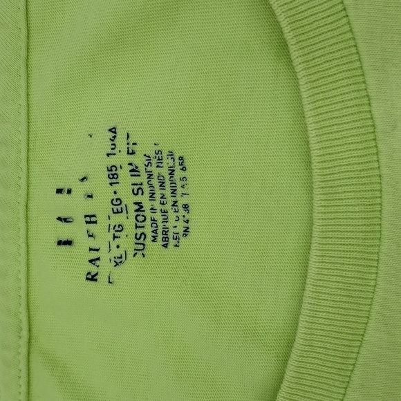 Ralph Lauren POLO Mens Neon Green Tee Size XL Custom Slim Fit Short Sleeve - Picture 6 of 8